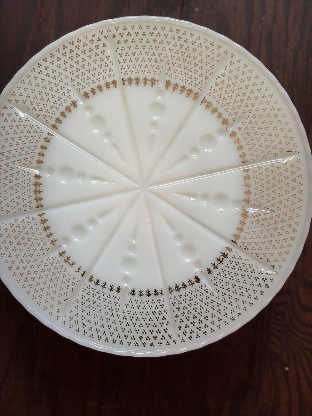 vintage Anchor Hocking milk glass pedestal cake